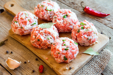 Poster - Cooking meatballs with vegetables, rice