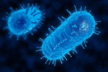 Wall Mural - 3D render of a bacterium. The virus infects cells of the immune system.