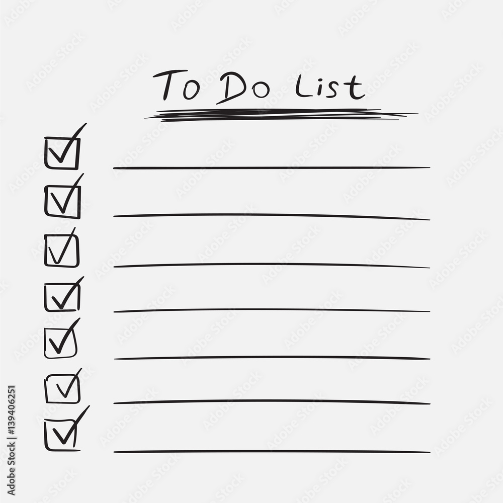 To do list icon with hand drawn text. Checklist, task list vector illustration in flat style on white background. - obrazy, fototapety, plakaty 