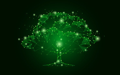consisting of points, lines, and shapes in the form of tree