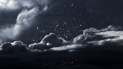 starry night with clouds