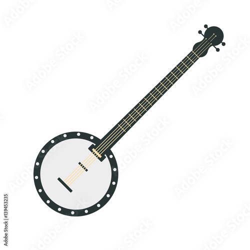 Cuadros en Lienzo Banjo, Part Of Musical Instruments Set Of Realistic Cartoon Vector Isolated Illu