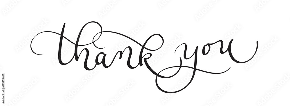 Thank you text on white background. Calligraphy lettering Vector ...