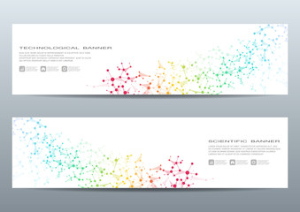 Wall Mural - set of modern scientific banners. molecule structure dna and neurons. abstract background. medicine,