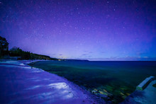 Dyers Bay, Bruce Peninsula At Night Time With Milky Way And Stars, In Winter