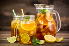 Ice Tea With Lemon, Lime And Mint