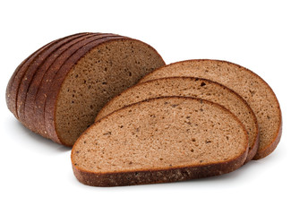 Poster - Fresh sliced rye bread loaf isolated on white background cutout