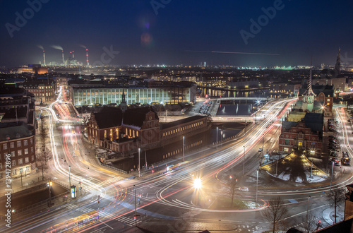 Cityscape of copenhagen long exposure Canvas Print