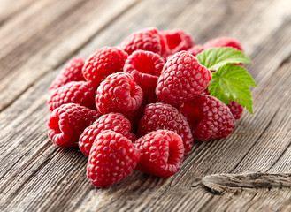 Sticker - Fresh raspberry on a wooden background