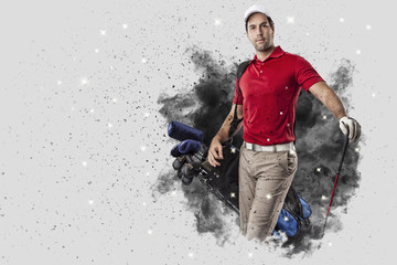 Wall Mural - Golf Player coming out of a blast of smoke