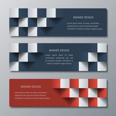 geometric horizontal banners with the 3d effect for business website. three template for the header 