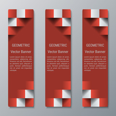 Wall Mural - Geometric vertical rectangular banners medium width with 3D effect for a business website. Three advertising banners template