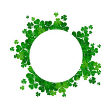 Saint Patrick's Day Vector Frame With Green Shamrock