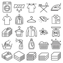 Laundry Service Icons. Vector Illustrations.