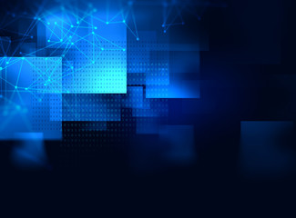 Poster - blue geometric  shape abstract technology background