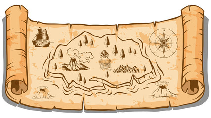 Wall Mural - Treasure map on roll paper