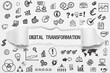 Digital Transformation / weißes Papier mit Symbole