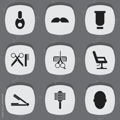Set Of 9 Editable Hairstylist Icons Includes Symbols Such As Vial