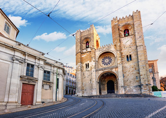 santa maria maior cathedral of lisbon, portugal - nobody