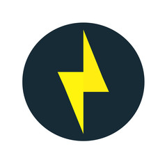 Bolt yellow icon in circle. Vector symbol. 