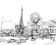 Las Vegas city hand drawn.USA. Nevada. Street sketch, vector illustration