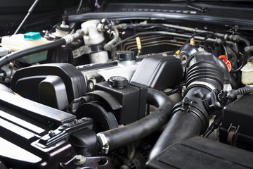 Close up detail of car engine