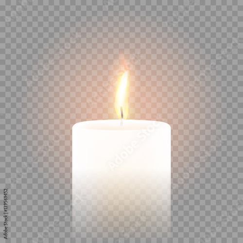 Fotografie, Obraz Candle flame burning 3D realistic vector transparent background