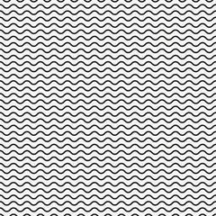 Leinwandbilder - Vector seamless pattern, horizontal wavy lines, smooth bends. Simple monochrome black & white background, endless repeat texture. Design element for prints, decoration, textile, digital, web, identity