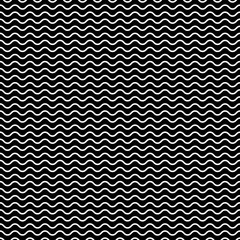 Leinwandbilder - Vector seamless pattern, horizontal wavy lines, smooth bends. Simple monochrome black & white background, endless repeat texture. Design element for prints, decoration, textile, digital, web, identity