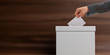 Voter on wooden background. 3d illustration