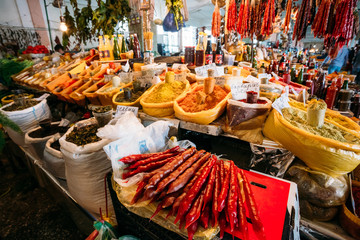 Wall Mural - Heap Of Churchkhela, Georgian Candy Lying On Sale At Abundant Co