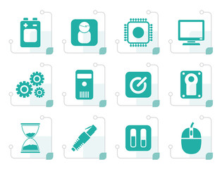 Wall Mural - Stylized Computer and mobile phone elements icons - vector icon set