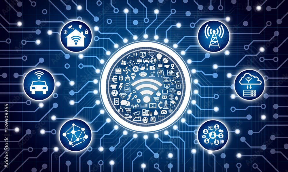 Internet of things , iot , smart home , smart city and network connect ...