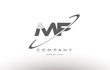 mf m f  swoosh grey alphabet letter logo