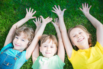 Sticker - Group of happy children playing outdoors