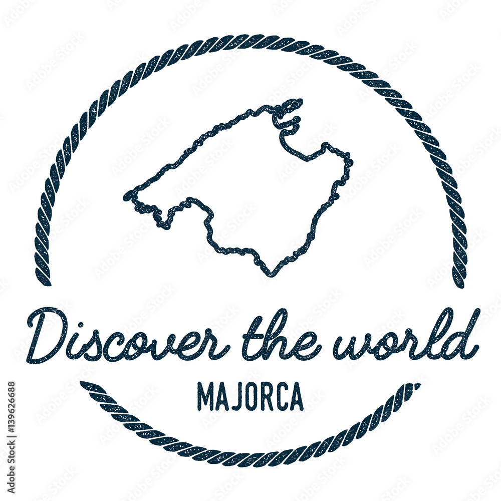 Majorca Iconography Majorca Map Outline. Vintage Discover the World Rubber Stamp with ...