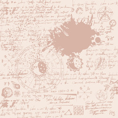 Wall Mural - Vector texture with constellations and signs of the zodiac and the text with stains and splashes