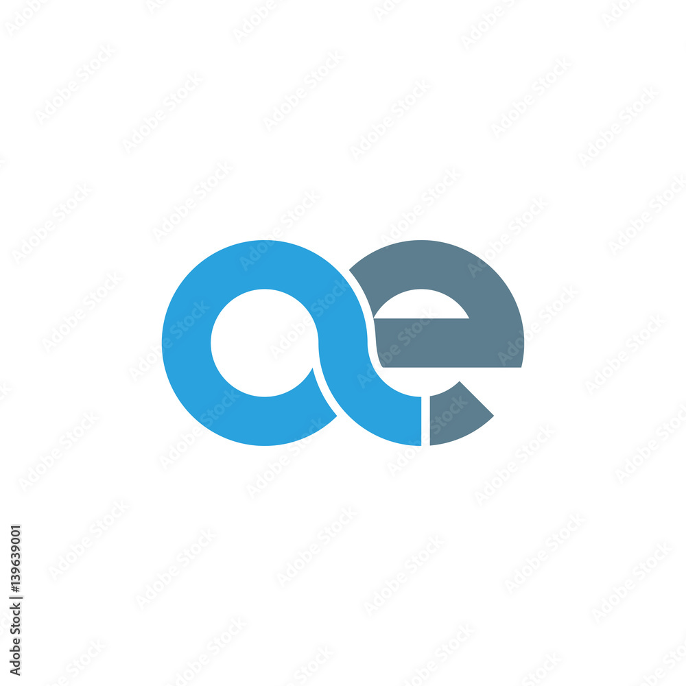 Initial letter ae modern linked circle round lowercase logo blue gray ...