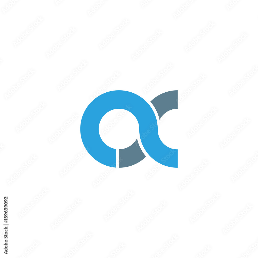 Initial letter ax modern linked circle round lowercase logo blue gray ...