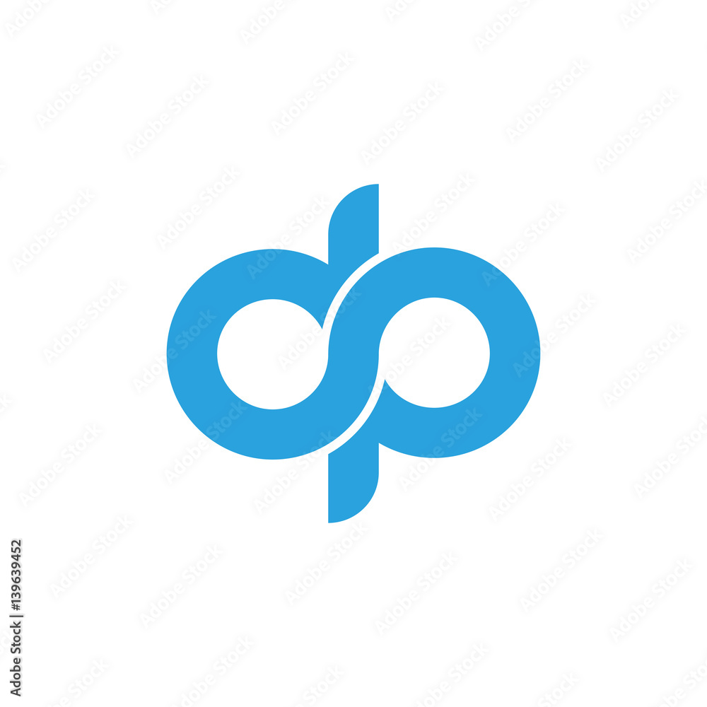 Initial letter dp modern linked circle round lowercase logo blue gray ...
