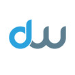 © ariefpro - Initial letter dw modern linked circle round lowercase logo blue gray