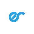 Initial letter er modern linked circle round lowercase logo blue