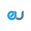 © ariefpro - Initial letter eu modern linked circle round lowercase logo blue gray