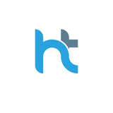 Fototapeta Panele - Initial letter ht modern linked circle round lowercase logo blue gray