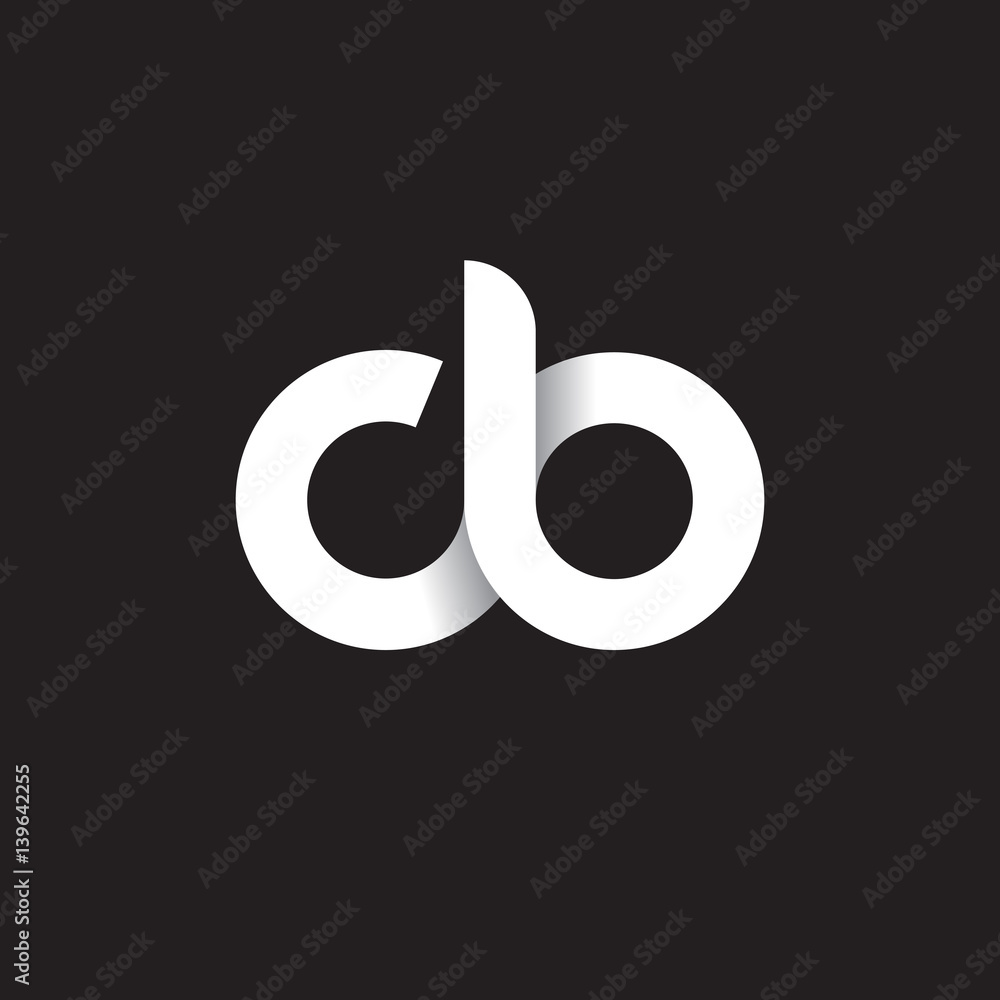 Initial lowercase letter cb, linked circle rounded logo with shadow ...