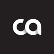 Initial lowercase letter ca, linked circle rounded logo with shadow gradient, white color on black background