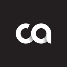Initial Lowercase Letter Ca, Linked Circle Rounded Logo With Shadow Gradient, White Color On Black Background