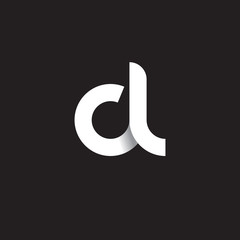 Initial lowercase letter cl, linked circle rounded logo with shadow gradient, white color on black background