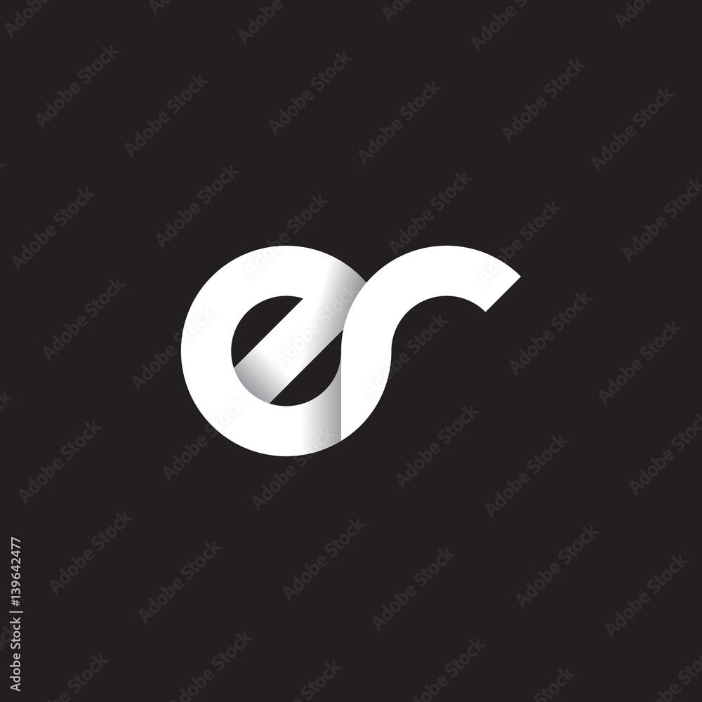 Initial lowercase letter er, linked circle rounded logo with shadow ...