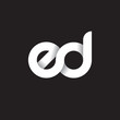 Initial lowercase letter ed, linked circle rounded logo with shadow gradient, white color on black background